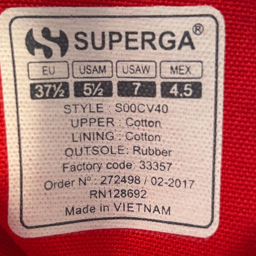 Superga Red and White Gingham Sneakers Check Plaid Lace Up Women’s Size 7 NEW - Picture 3 of 15